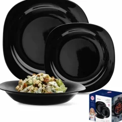 Serwis obiadowy 18 elementów dla 6 osób MG Home Pavia Black zestaw talerzy czarne talerze