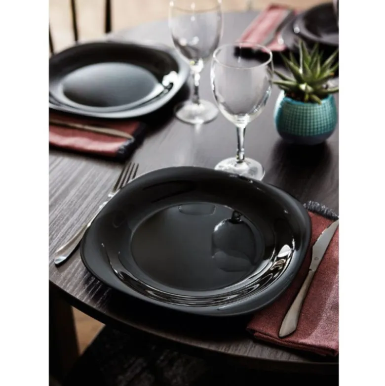 Serwis obiadowy 18 elementów dla 6 osób MG Home Pavia Black zestaw talerzy czarne talerze