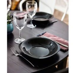 Serwis obiadowy 36 elementów dla 12 osób MG Home Pavia Black zestaw talerzy czarne talerze