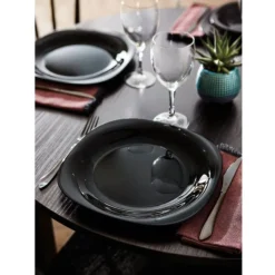 Serwis obiadowy 36 elementów dla 12 osób MG Home Pavia Black zestaw talerzy czarne talerze