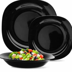 Serwis obiadowy 36 elementów dla 12 osób MG Home Pavia Black zestaw talerzy czarne talerze