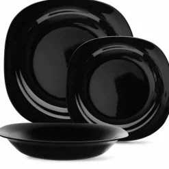Serwis obiadowy 36 elementów dla 12 osób MG Home Pavia Black zestaw talerzy czarne talerze