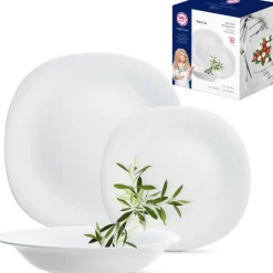 Serwis obiadowy 36 elementów dla 12 osób MG Home Pavia zestaw talerzy białe talerze