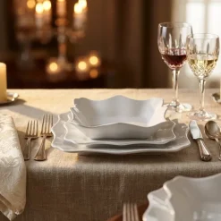 Serwis obiadowy 18 elementów GierekHoff Glamour Blanc białe talerze dla 6 osób GH 1237