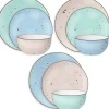 Serwis obiadowy 36 elementów porcelanowy MG Home Gemma Pastel zestaw talerzy dla 12 osób kolorowe nakrapiane