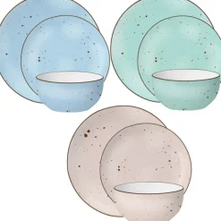 Serwis obiadowy 36 elementów porcelanowy MG Home Gemma Pastel zestaw talerzy dla 12 osób kolorowe nakrapiane