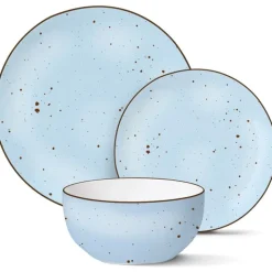 Serwis obiadowy 36 elementów porcelanowy MG Home Gemma Pastel zestaw talerzy dla 12 osób kolorowe nakrapiane