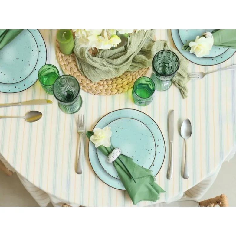 Serwis obiadowy 36 elementów porcelanowy MG Home Gemma Pastel zestaw talerzy dla 12 osób kolorowe nakrapiane