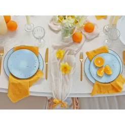 Serwis obiadowy 36 elementów porcelanowy MG Home Gemma Pastel zestaw talerzy dla 12 osób kolorowe nakrapiane