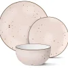 Serwis obiadowy 36 elementów porcelanowy MG Home Gemma Pink zestaw talerzy dla 12 osób różowych nakrapiane