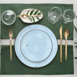 Serwis obiadowy 36 elementów porcelanowy MG Home Gemma Blue zestaw talerzy dla 12 osób niebieskie nakrapiane