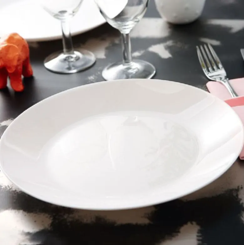 Serwis obiadowy kawowy MG Home Abria 30 elementów zestaw talerzy filiżanki ze spodkami dla 6 osób biały