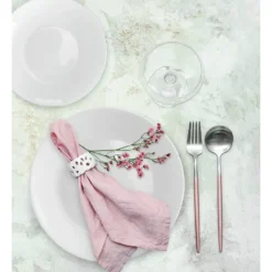 Serwis obiadowy MG Home Abria 18 elementów zestaw talerzy dla 6 osób biały