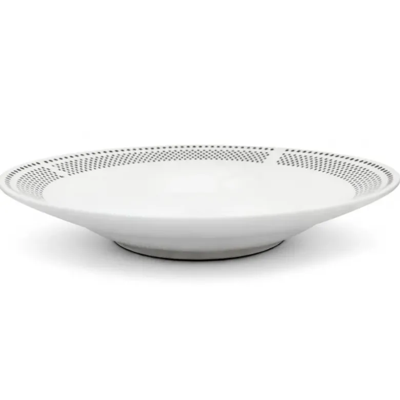 Serwis obiadowy porcelana 19 elementów Bella Fiore białe talerze miska dla 6 osób wzór kropki