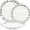 Serwis obiadowy porcelana 18 elementów Bella Fiore białe talerze dla 6 osób wzór kropki
