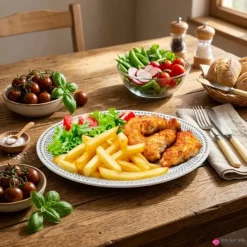 Serwis obiadowy porcelana 18 elementów Bella Fiore białe talerze dla 6 osób wzór kropki