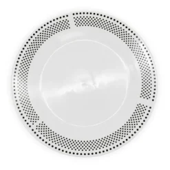 Serwis obiadowy porcelana 18 elementów Bella Fiore białe talerze dla 6 osób wzór kropki