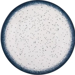Serwis obiadowy porcelana 24 elementy Atom Hello Blue talerze kubki dla 6 osób granatowe nakrapiane