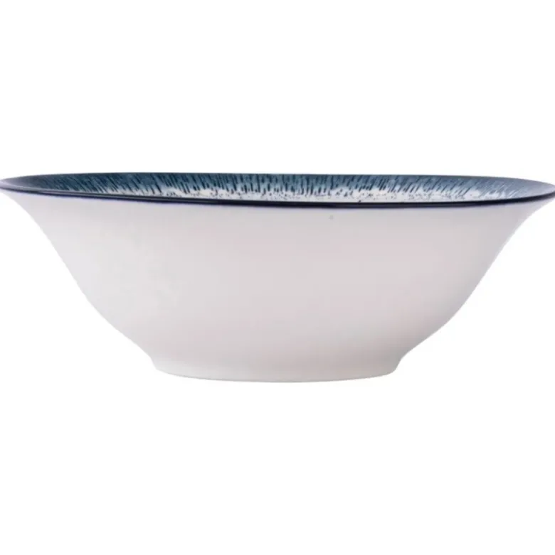 Serwis obiadowy porcelana 24 elementy Atom Hello Blue talerze kubki dla 6 osób granatowe nakrapiane