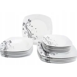 Serwis obiadowy porcelana 43 elementy komplet na 12 osób biały + dodatki Violet VC 460
