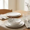 Serwis obiadowy porcelanowy GierekHoff Gemmo 18 elementów zestaw talerzy dla 6 osób biały nakrapiany