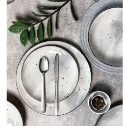 Serwis obiadowy porcelanowy MG Home Antico 12 elementów zestaw talerzy dla 4 osób szary nakrapiany