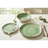 Serwis obiadowy porcelanowy GierekHoff Giada 18 elementów zestaw talerzy dla 6 osób zielony nakrapiany 1220