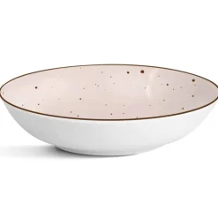 Serwis obiadowy porcelanowy MG Home Gemma Pink 18 elementów zestaw talerzy dla 6 osób różowych nakrapiane