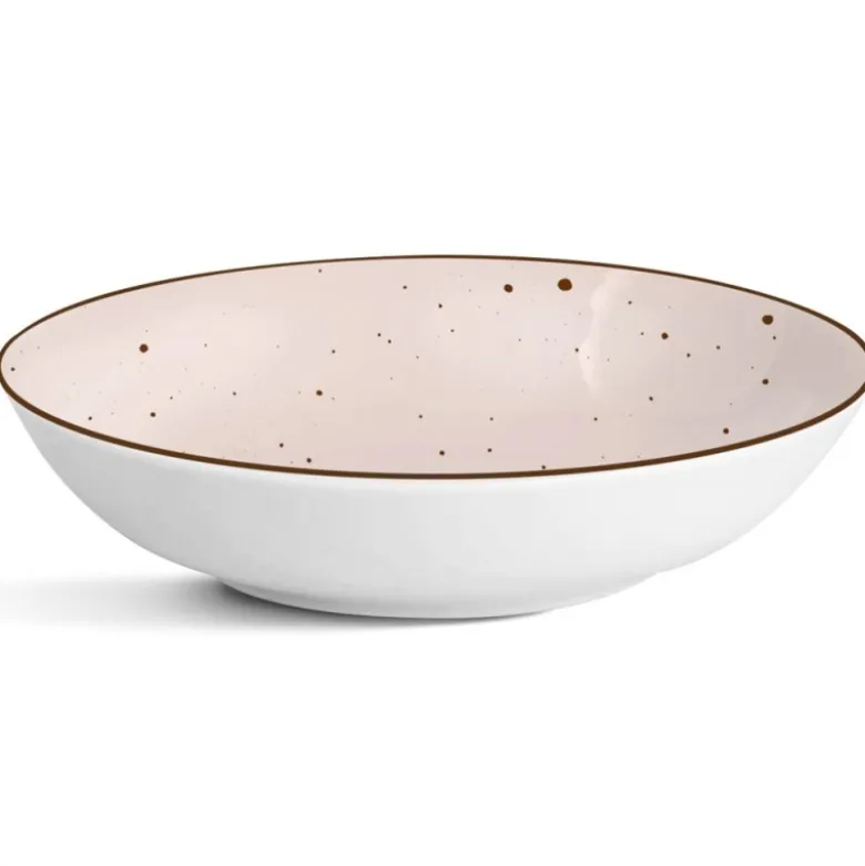 Serwis obiadowy porcelanowy MG Home Gemma Pink 18 elementów zestaw talerzy dla 6 osób różowych nakrapiane