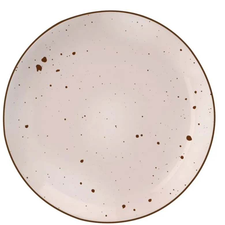 Serwis obiadowy porcelanowy MG Home Gemma Pink 18 elementów zestaw talerzy dla 6 osób różowych nakrapiane