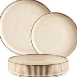 Serwis obiadowy porcelanowy GierekHoff Evie 18 elementów zestaw talerzy dla 6 osób retro 1210
