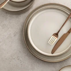 Serwis obiadowy porcelanowy GierekHoff Evie 18 elementów zestaw talerzy dla 6 osób retro 1210