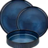 Serwis obiadowy porcelanowy Florina Evia Blue 18 elementów zestaw talerzy dla 6 osób modern