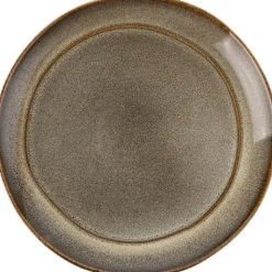 Serwis obiadowy porcelanowy Florina Bergen 18 elementów zestaw talerzy dla 6 osób retro brązowe