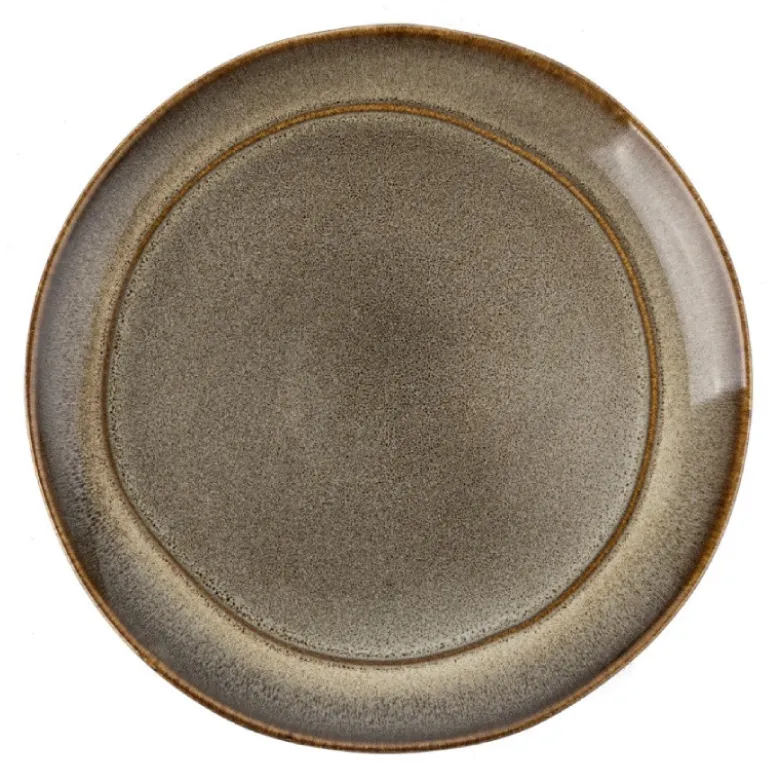 Serwis obiadowy porcelanowy Florina Bergen 18 elementów zestaw talerzy dla 6 osób retro brązowe