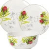 Serwis obiadowy porcelanowy Florina Protea 18 elementów zestaw talerzy dla 6 osób piękny wzór kwiaty