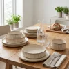 Serwis obiadowy porcelanowy GierekHoff Evie 24 elementy z salaterkami zestaw talerzy dla 6 osób retro 1213