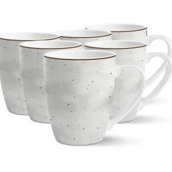 Serwis obiadowy porcelanowy Antic 24 elementy zestaw talerzy kubków dla 6 osób szary nakrapiany