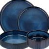 Serwis obiadowy porcelanowy Florina Evia Blue 24 elementy zestaw talerzy dla 6 osób modern