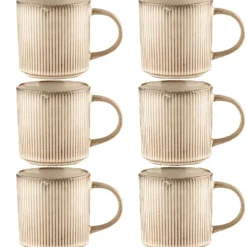 Serwis obiadowy porcelanowy GierekHoff Evie 30 elementów z salaterkami i kubkami zestaw talerzy dla 6 osób retro 1211