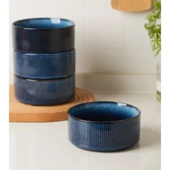 Serwis obiadowy porcelanowy Florina Evia Blue 30 elementów zestaw talerzy dla 6 osób modern