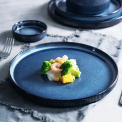 Serwis obiadowy porcelanowy Florina Evia Blue 30 elementów zestaw talerzy dla 6 osób modern