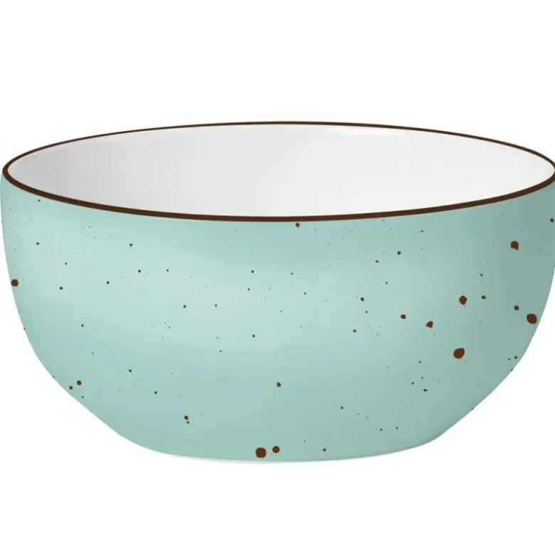 Serwis obiadowy porcelanowy MG Home Gemma Green 12 elementów zestaw talerzy dla 4 osób zielone nakrapiane