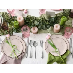 Serwis obiadowy porcelanowy MG Home Gemma Pink 12 elementów zestaw talerzy dla 4 osób różowych nakrapiane