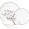 Serwis obiadowy porcelanowy MG Home Gemma 18 elementów zestaw talerzy dla 6 osób biały nakrapiany