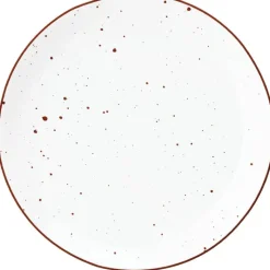 Serwis obiadowy porcelanowy MG Home Gemma 18 elementów zestaw talerzy dla 6 osób biały nakrapiany