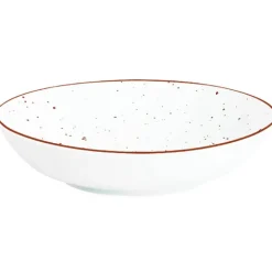 Serwis obiadowy porcelanowy MG Home Gemma 18 elementów zestaw talerzy dla 6 osób biały nakrapiany