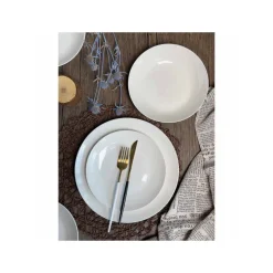 Serwis obiadowy porcelanowy MG Home Classic 12 elementów zestaw talerzy dla 4 osób biały