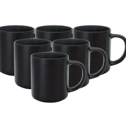 Serwis obiadowy porcelanowy MG Home Artena 28 elementy zestaw talerzy kubków misek dla 6 osób czarny