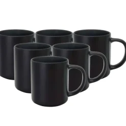 Serwis obiadowy porcelanowy MG Home Artena 28 elementy zestaw talerzy kubków misek dla 6 osób czarny
